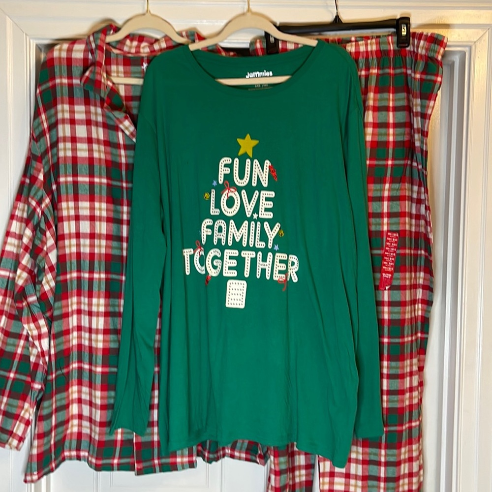Fun Love and Plaid 3 piece set- Christmas holiday Jammies For Your Families
